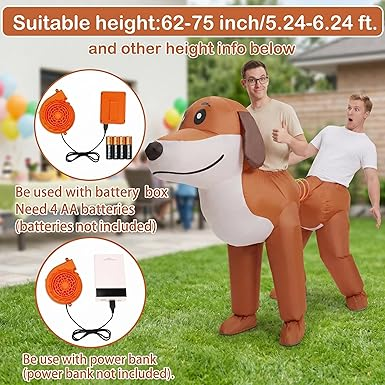 Couple Inflatable Dachshund Costume height and power information